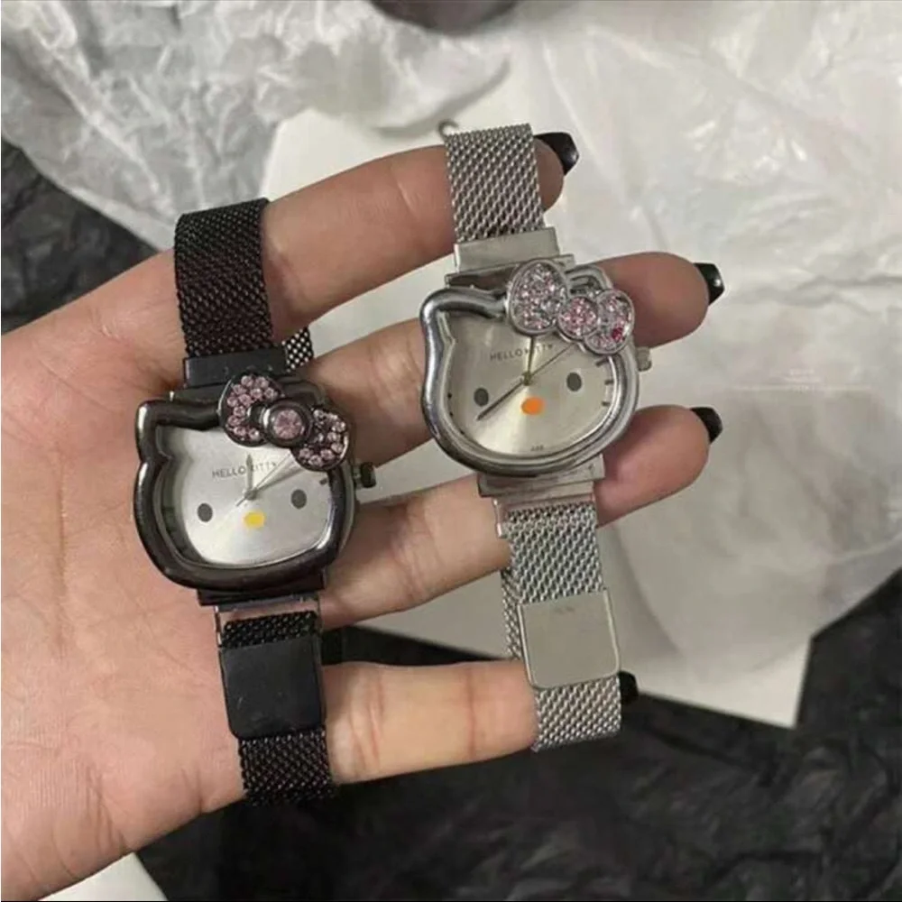 Silver Rhinestone Hello Kitty Watch